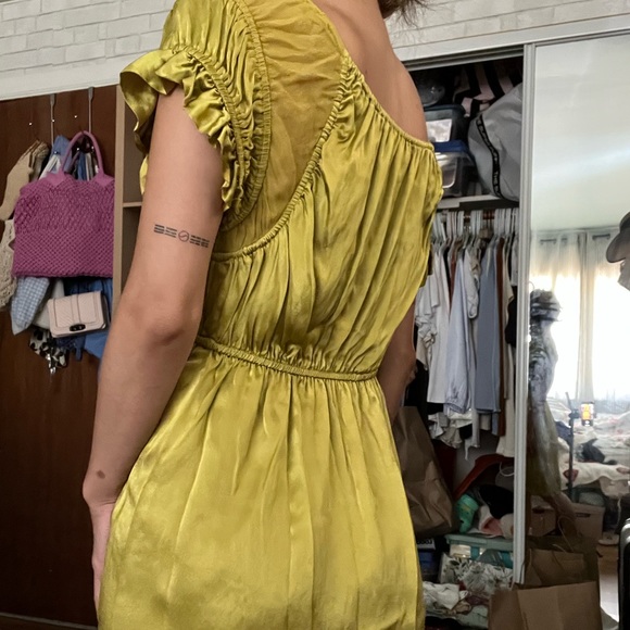 Vintage y2k chartreuse mini dress - Picture 2 of 2